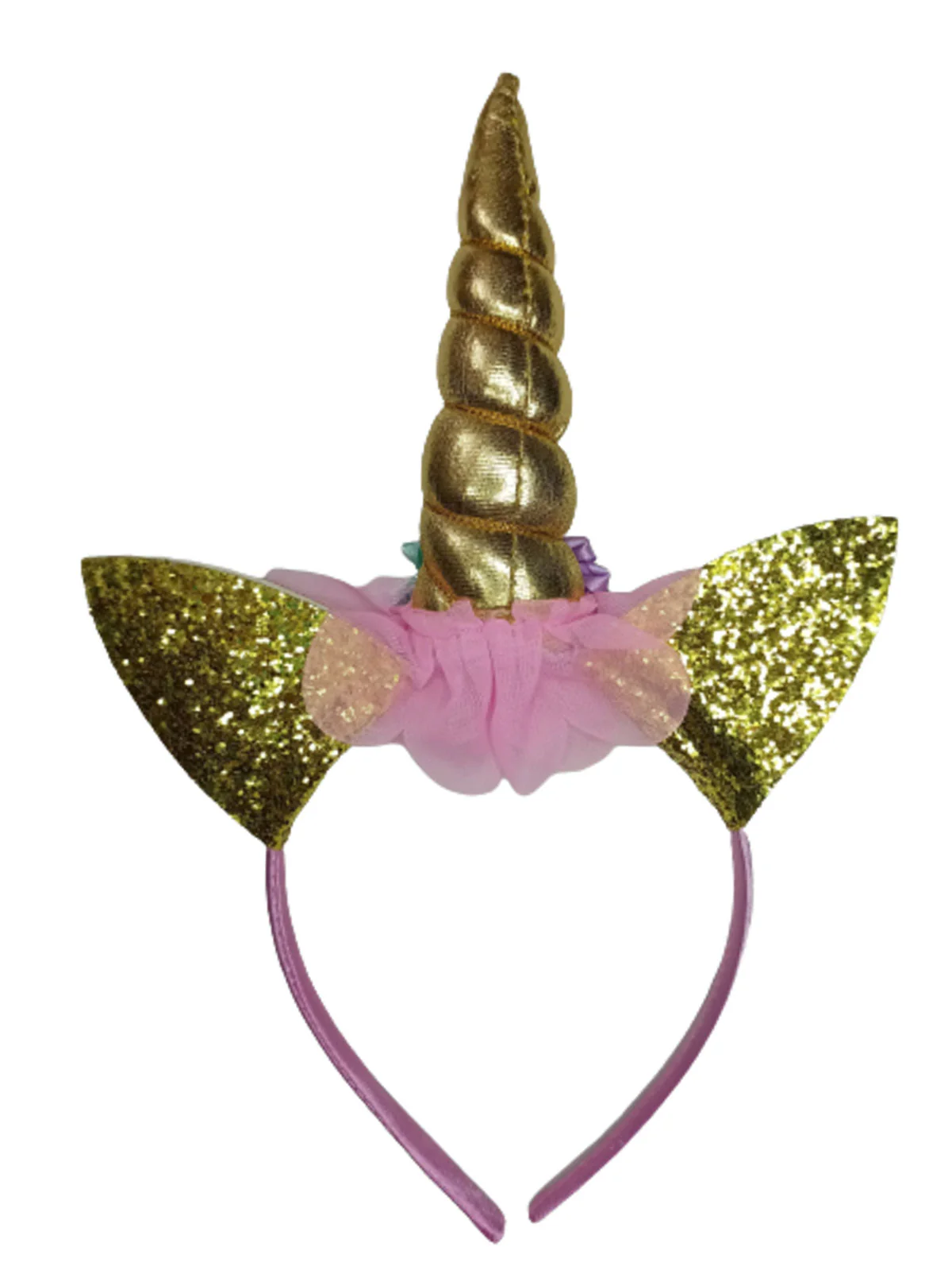 Golden Unicorn Girls Head Band Kids Fancy Dress Costume Accessory - Image 2