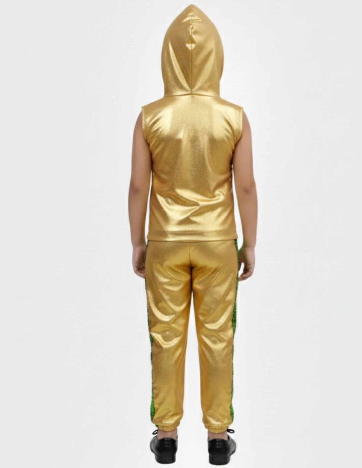 Western Dance Costume for Boys - Green & Golden - Tshirt with Trousers - Premium - Image 6