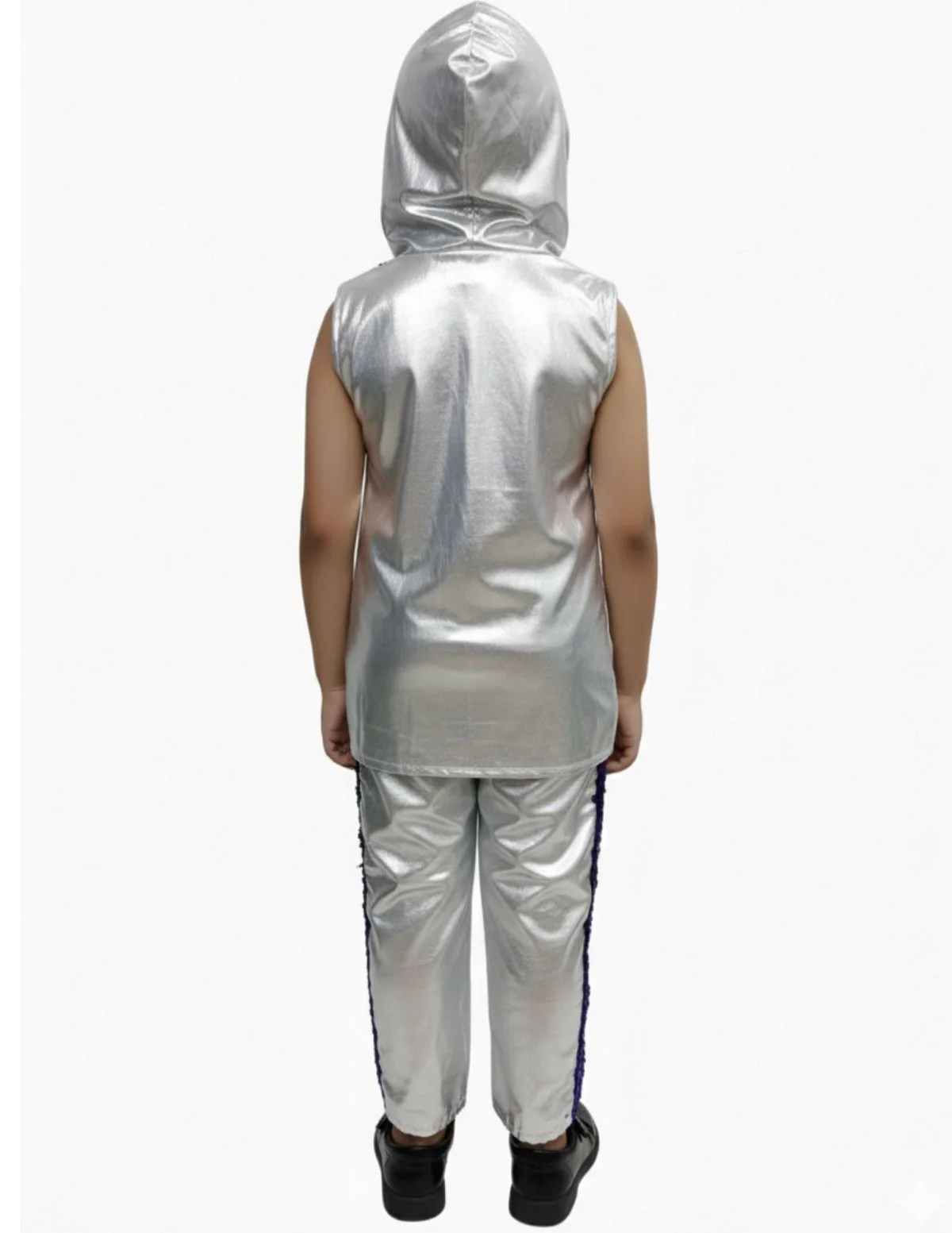 Western Dance Costume for Boys - Purple & Silver - Tshirt with Trousers - Premium - Image 7