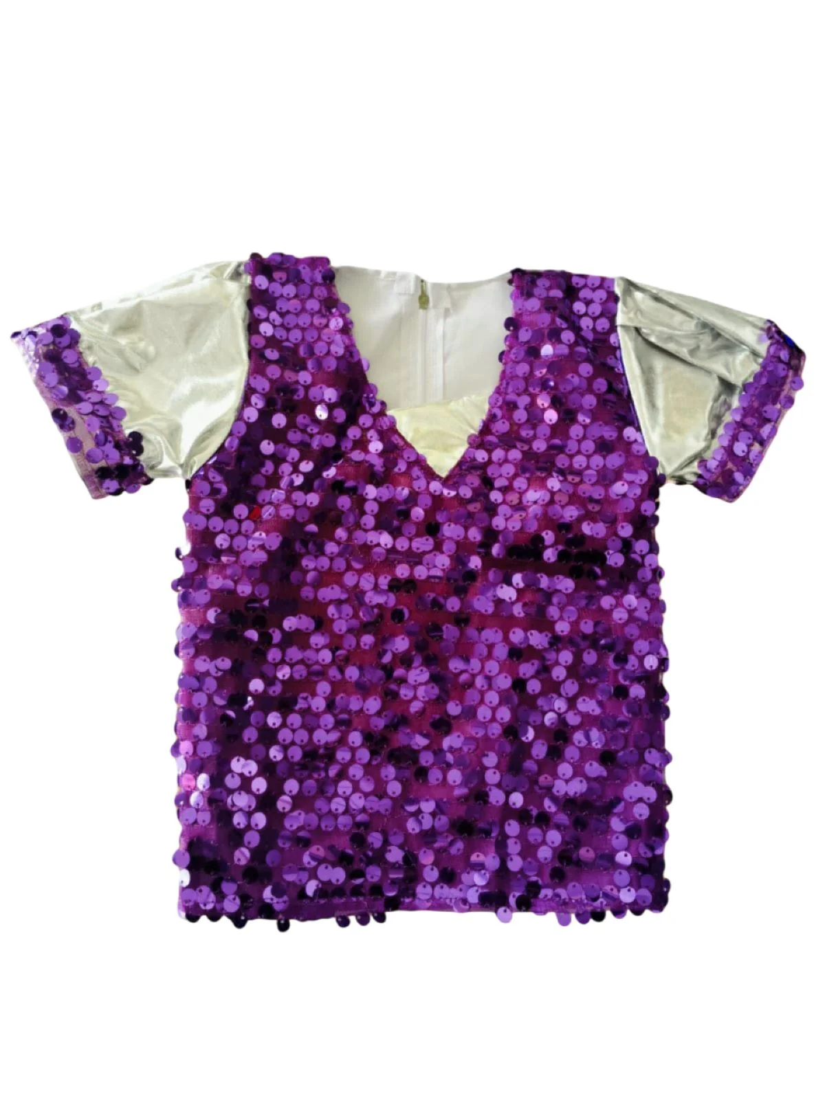 Western Dance Costume for Girls Kids - Purple & Silver - Top with Frock - Premium - Image 5