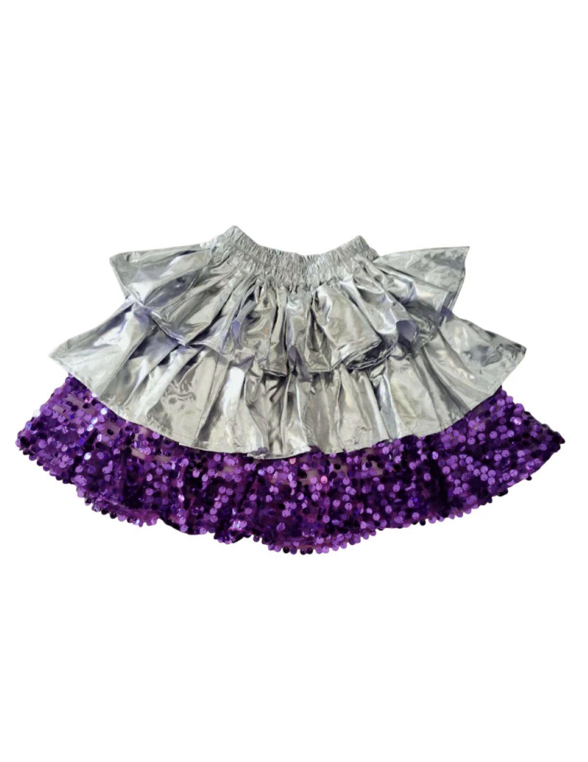 Western Dance Costume for Girls Kids - Purple & Silver - Top with Frock - Premium - Image 7
