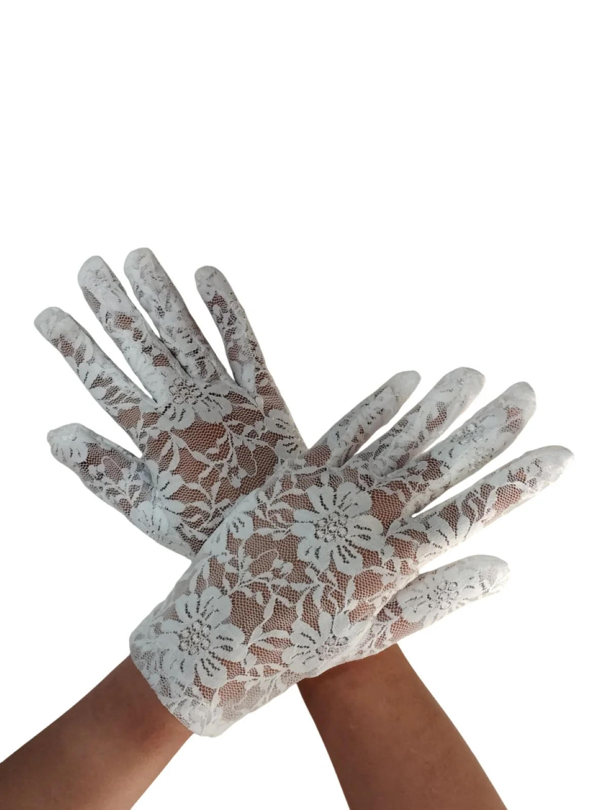 White Hand Lace Gloves Dance Costume Accessory for Girls - Image 4