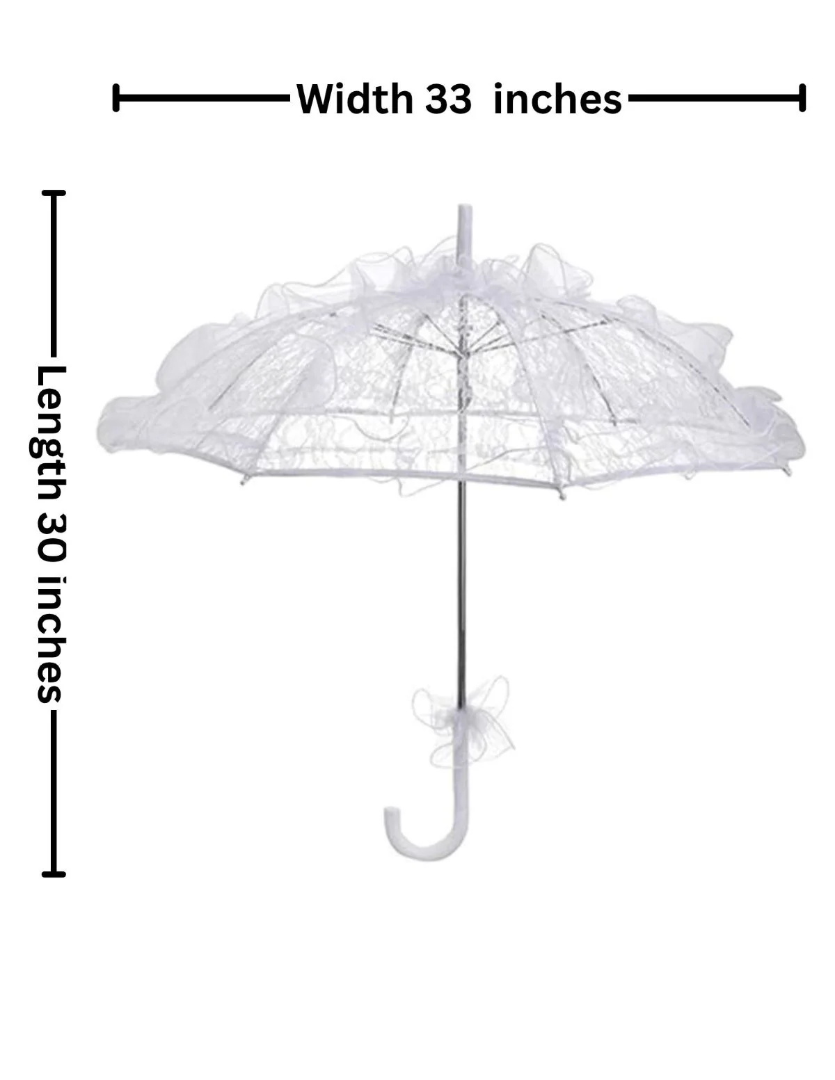 BookMyCostume White Net Lace Parasol Umbrella for Women – Bridal Wedding Entry Prop, Vintage Net Chhatri for Pre-Wedding Photoshoot, Engagement, Reception and Princess Theme Party Decoration | Adults - Image 2