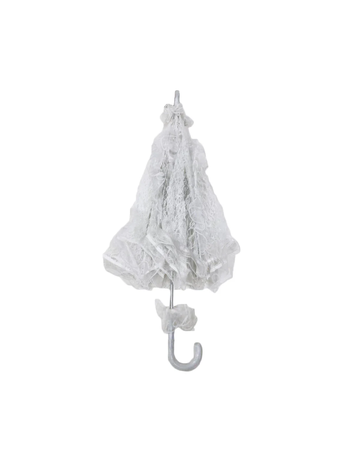 BookMyCostume White Net Lace Parasol Umbrella for Women – Bridal Wedding Entry Prop, Vintage Net Chhatri for Pre-Wedding Photoshoot, Engagement, Reception and Princess Theme Party Decoration | Adults - Image 5