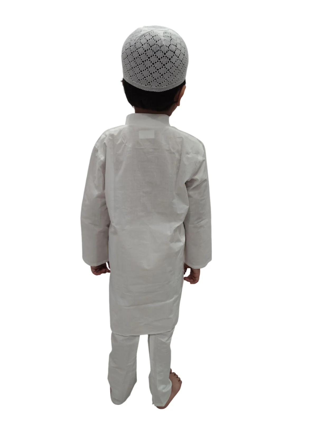 Muslim Boy White Kurta Pyjama & Cap Indian State Fancy Dress Costume for Boys Kids & Adults - Image 4