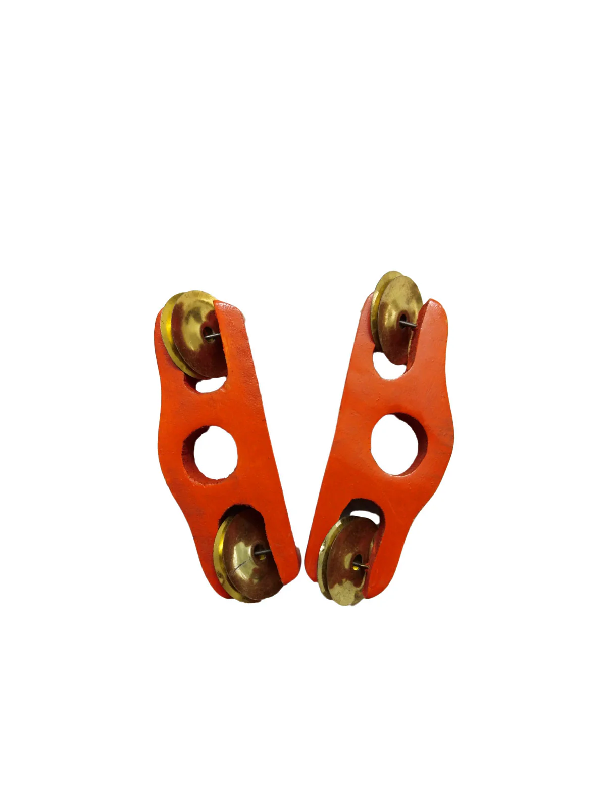 Kids Wooden Khartal for Bhajan/Kirtan – Orange Temple Costume Accessory Religious Instrument for Kids