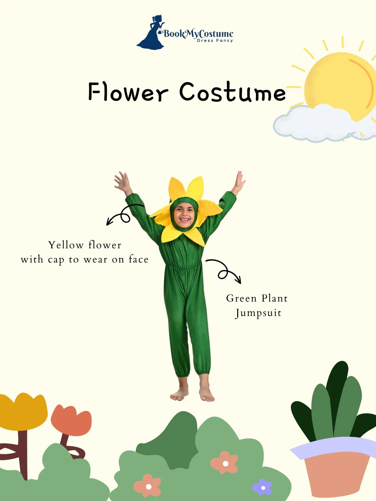 Yellow Flower Kids Fancy Dress Costume - Image 8