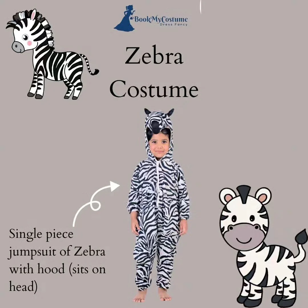 Zebra African Equids Animal Kids Fancy Dress Costume | Black & White - Image 7